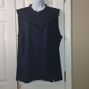 Lady Hagen Clubhouse Front Ruffle Sleeveless Golf Polo Dark Navy